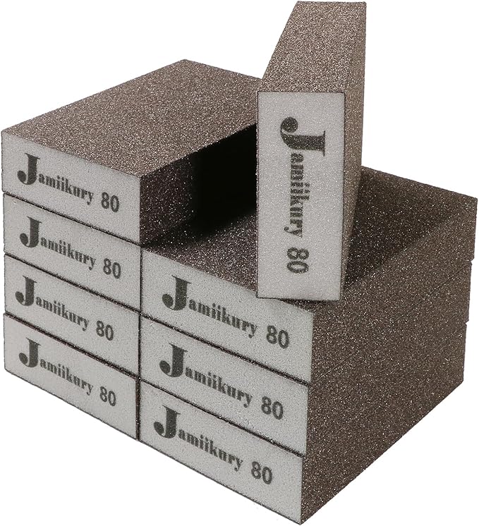 8Pcs 80 Grit Sanding Blocks, Jamiikury Coarse Sanding Sponge Washable and Reusable, Wet Dry Sandpaper Sponge for Wood Metal FurniturePaint and Drywall