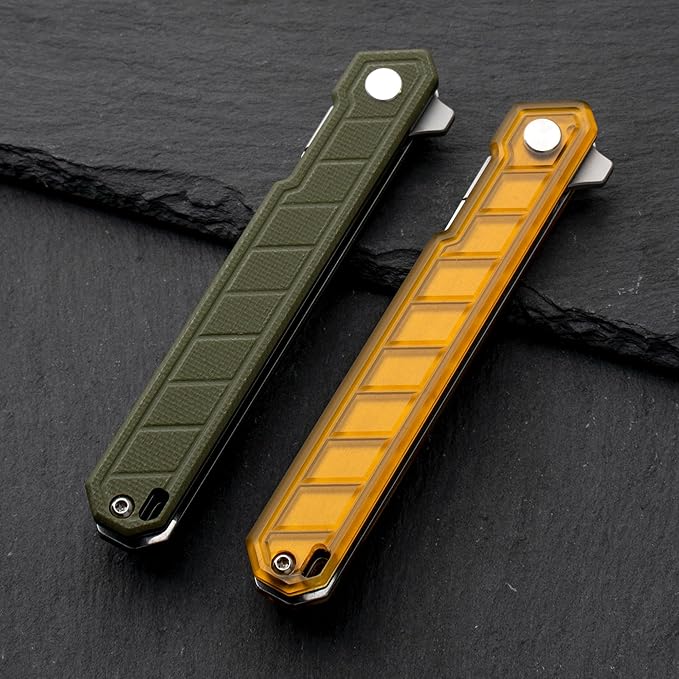 G046 Mecha Mini Slim Folding Scalpel with 5pcs #24 and 5pcs #60 G14 Handle with Liner Lock, Utility EDC Pocket Knife with Back Clip（Green）