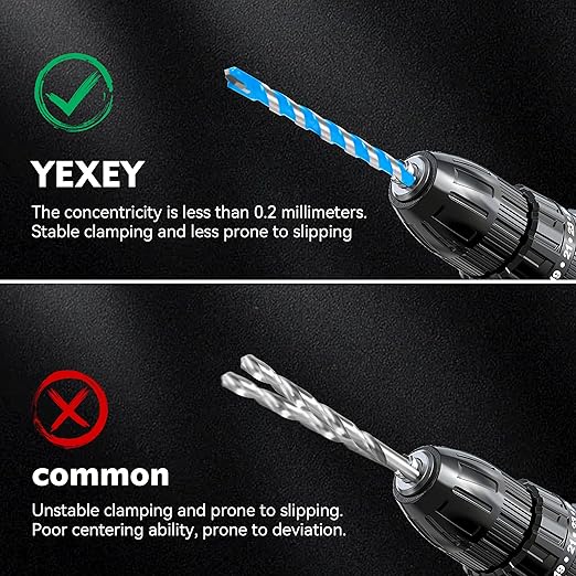 10PCS 1/4" Masonry Concrete Drill Bit Set,Tungsten Carbide Drill Bit Tip,Hex Shank Drill Bits Set for Tile,Brick,Marble,Plastic,Cement,Wood,Glass etc.