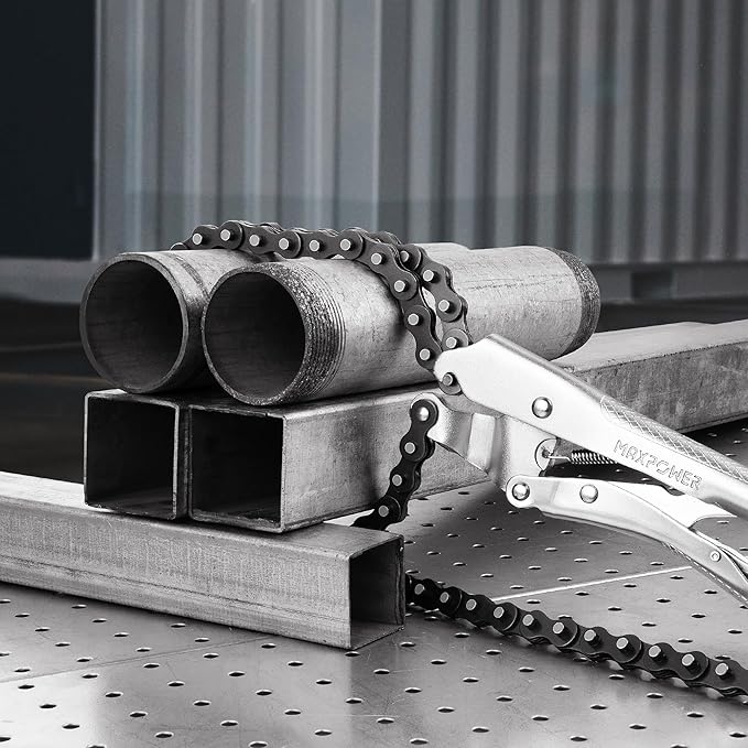MAXPOWER Locking Chain Clamp, 9-Inch Locking Chain Pliers with 47.2??Chain, 14.2??Diameter, Quick Release