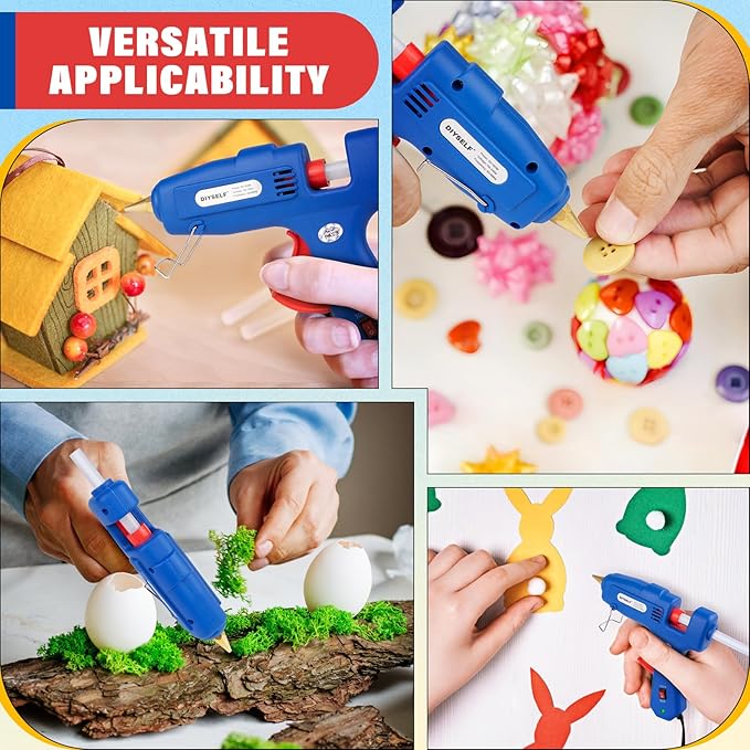 DIYSELF Hot Glue Gun Full Size, 1 Pcs Glue Gun with 20 Extra Glue Sticks, Heavy Duty Hot Glue Guns for Crafts, Repair, Arts, Decorations, and Handmade DIY Projects, Heat Glue Guns 60/100W (Blue)