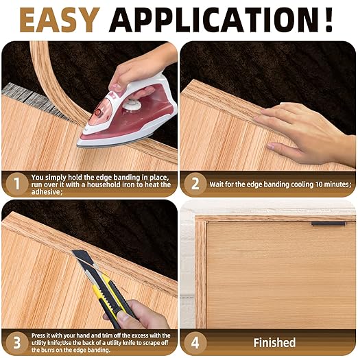 GSCIT Club Red Oak Edge Banding, 5/8 inch x 25ft roll of Veneer Edge Banding - Pre-glued Flexible, Real Wood Tape for Cabinet Repair & Furniture Restoration