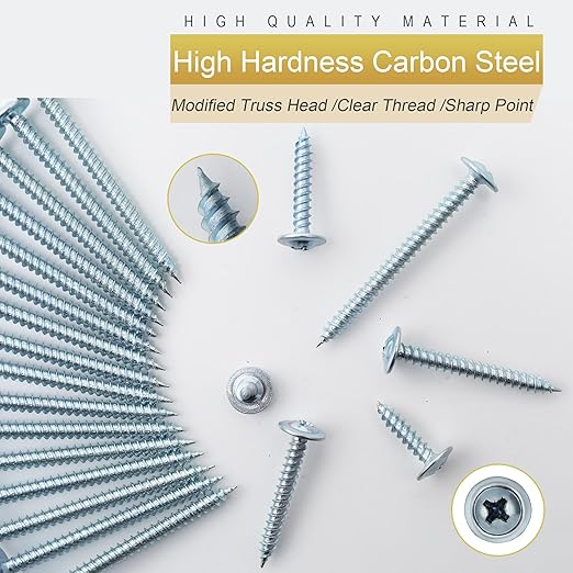 #8 Modified Truss Head Wood Screws Assortment Kit, 132 pcs, Phillips Drive, Wood Screws, Screws Assortment, Screws, Screws Set, 6 Sizes (1/2?? 3/4?? 1?? 1-1/4?? 1-1/2?? 2??