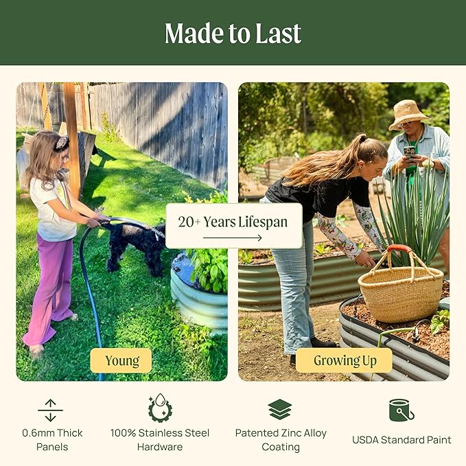 Vego garden Raised Garden Bed Kit, 17" Tall 10 in 1 Modular, Metal Planter Box for Vegetables, Flowers, Herbs, Sky Blue