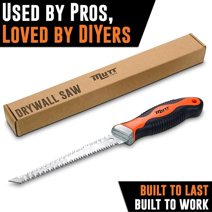 Mutt Tools 6” Professional Drywall Saw with Ergonomic Handle - Jab Saw for Sheetrock Cutting - Keyhole Saw with Ergonomic Grip - Versatile Tool for Drywall, Sheet Rock and Insulation