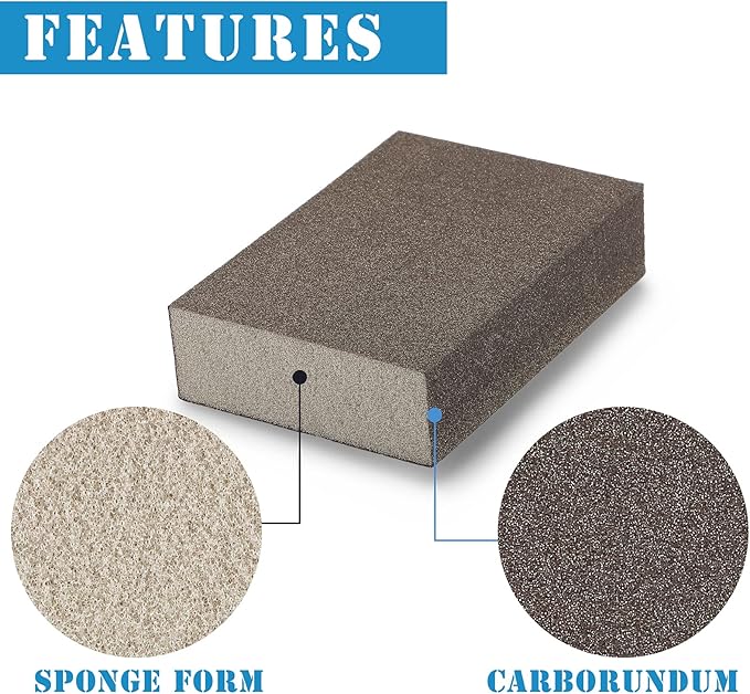 16Pcs 220 Grit Sanding Blocks, Jamiikury Sanding Sponge Washable and Reusable, Wet Dry Sandpaper Sponge for Wood Metal FurniturePaint and Drywall