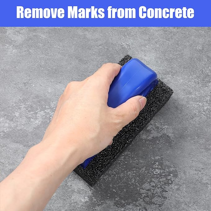 2 Pcs Rub Brick with Handle, Fluted 20-Grit Carbofrax Surface Concrete Tools Masonry Tools Smoothing Cleaning Removing Marks Tool (Blue)