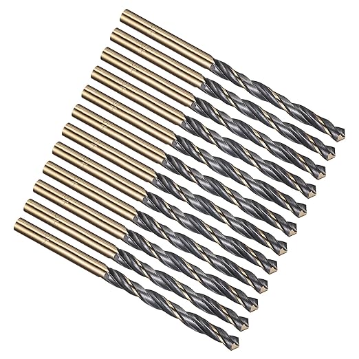 PATIKIL 5mm Drill Bit, Jobber Straight Shank 4341 High-Speed Steel 118째 Black and Gold Finish for Medium-Hard Metal Steel Acrylic - 12 Pack