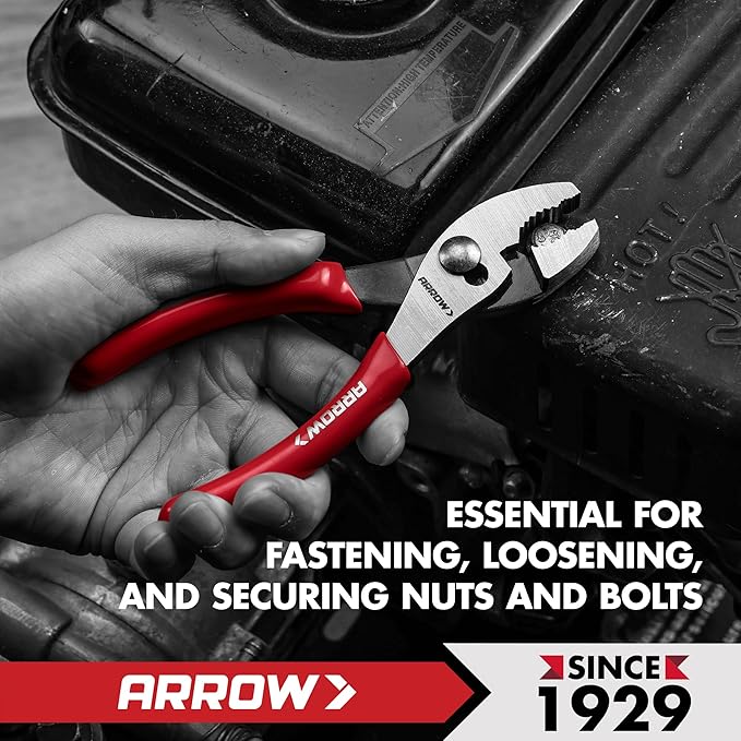 ARROW 6" Slip Joint Pliers, Small Pliers with Thick Dip-Grip Handle, High Carbon Steel, Strong Grip Jaws, Pliers Tool for Gripping, Loosening Nuts and Bolts, Cutting Steel Wire