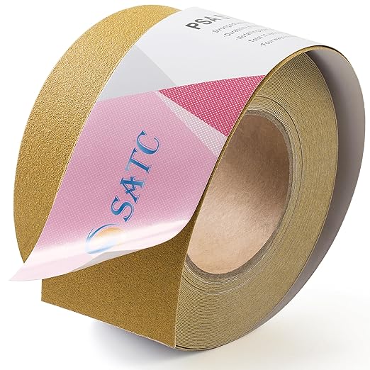 S SATC 120 Grit Pink PSA Longboard Sandpaper 20 Yard Long Continuous Roll, 2-3/4" Wide Self Adhesive Stickyback Sanding Sheets for Automotive, Hand Sanding Blocks,Woodworking, Metal, Plastic