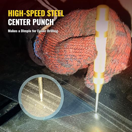 ZELCAN HSS 5PCS Titanium Step Drill Bit Set with Automatic Center Punch for Sheet Metal with Aluminum Case, 50 Sizes in 5 High Speed Multiple Hole Stepped Up Steel Bits for DIY Lovers