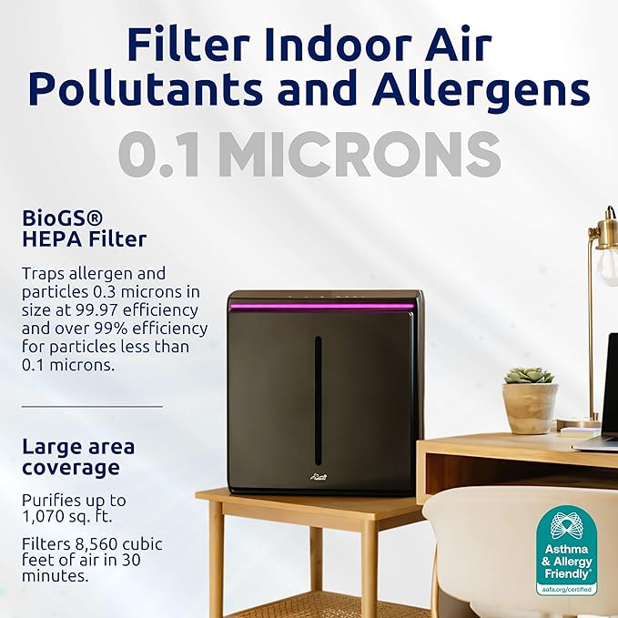 Rabbit Air, A3 SPA-1000N Air Purifiers for Home, Ultra Quiet HEPA Air Purifier - Wall Mountable Air Purifiers for Home Large Room, Allergies, Dust, Mold, Smoke & VOCs - (Black, Odor Remover Filter)