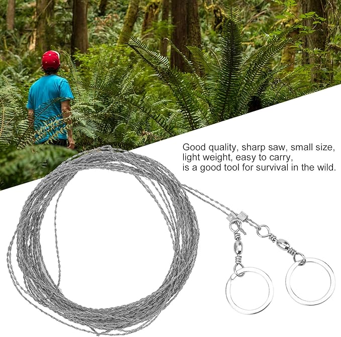 Pocket Wire Saw,Portable 10m Steel Wire Universal Stainless Steel Saw Survival Hand Saw Tool for Cutting Trees, Wood, Camping, Hiking, Outdoors Emergency