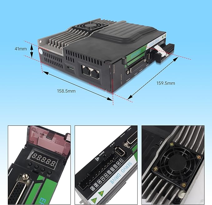 Without Brake 600W AC Servo Motor Kit, CNC 220V 3.5A 3000rpm L3000 17-bit Encoder RS485 Servo Motor Driver Controller Kit for CNC Engraver Milling Machine/Robot
