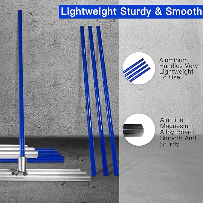 Bull Float Aluminum Magnesium Alloy Concrete Float 48"x8" Round End Board Kit trowel Tool Cement Tools Float Bracket Concrete Tools Finishing With 48" Handle x4 VOYAR