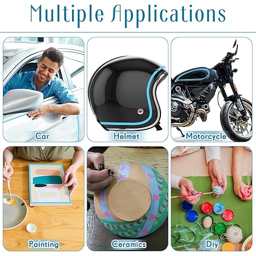 Xuniea 5 Rolls of Vinyl Tape Masking Tape Automotive Car Auto Paint for Curves, High Temperature Vinyl Low Tack(1/8 inch,Blue)