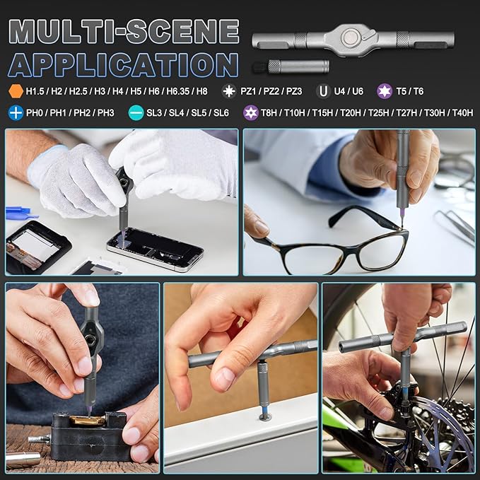42 in 1 Magnetic Screwdriver Set, Multi Bit Magnetic Ratcheting Screwdriver Set with Detachable Ratchet Handle, Repair Tool Kit for Bicycles, Watch, Ring Doorbell, Computer, Eyeglass and Furniture