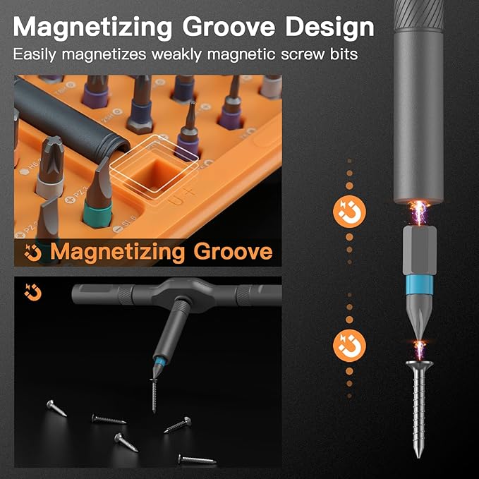 42 in 1 Magnetic Screwdriver Set, DIY Ratchet Screwdriver Set, Multi Bit Magnetic Drive Set with Detachable Ratchet Handle, Portable Compact Repair Tool Kit for Furniture Computer Bicycle