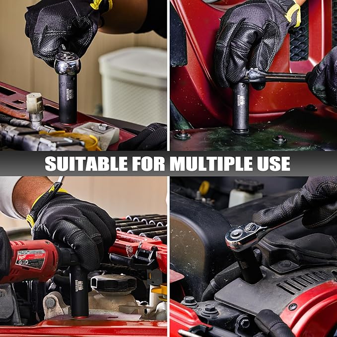 21 Pieces 3/8" Drive Deep Impact Socket Set, Standard SAE (5/16"to 3/4") & Metric (7mm to 19mm), 6 Point Design, Deep, Premium Cr-V Steel