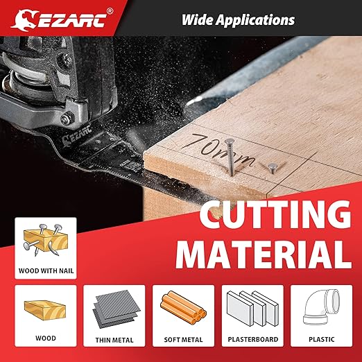 EZARC Titanium Oscillating Saw Blades, Extra-Long Oscillating Multitool Blades for Metal, Wood Nails, Screws Cutting, Plastic, 3 Pack