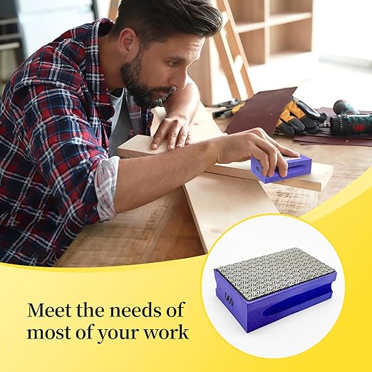Diamond Hand Polishing Pads, 4PCS Diamond Sanding Pads with Foam Backing 60/100/200/400 Grit,Sanding Block for Glass Wood Ceramic Marble Metal Tile Tools(Wet&Dry