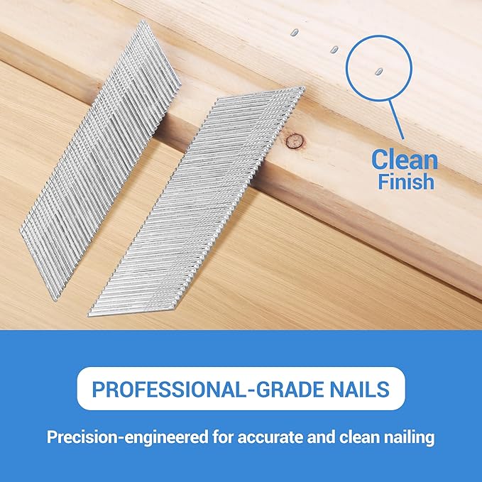 meite 15 Gauge Finish Nails 1-1/4-Inch 34 Degree Angled Galvanized Finishing Nails for Electric or Pneumatic Nailer Gun - No-Rust DA Nail for Cabinet Building Window Trim Fine Woodworking, 16,000PCS