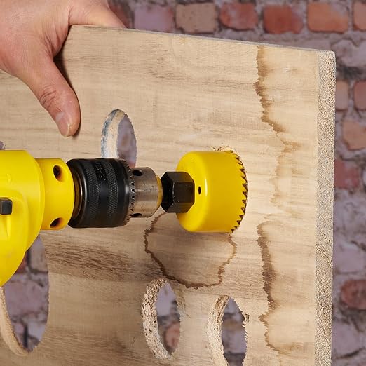 KATA Hole Saw Kit, 20 Pieces Hole Saw Set with 3/4"-6"(19-152mm) 13PCS Saw Blades, 2 Mandrels, 3 Drill Bits, 1 Installation Plate, 1 Hex Key, Ideal for Soft Wood, Plywood, Drywall, PVC, Yellow