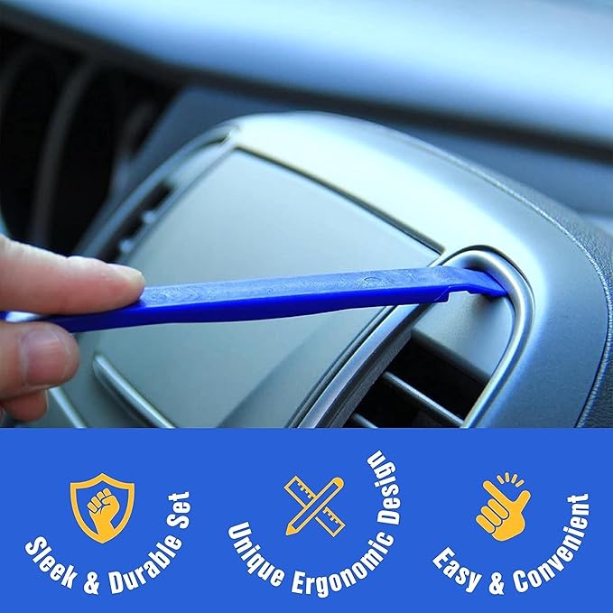 Auto Trim Removal Tool Set - 4pcs No-Scratch Plastic Pry Tool Kit for Car Interior - Fastener, Clip, Door Panel, Molding, and Dashboard Removal Tools - Easy-to-Use Auto Trim Tools for Vehicles