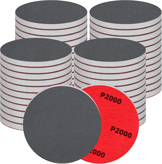 48 Pcs 3 inch Round Sanding Sponge 2000 Grit Sandpaper Assortment, Washable & Reusable Foam Sanding Pads for Wood, Metal, Hook and Loop Sanding Discs