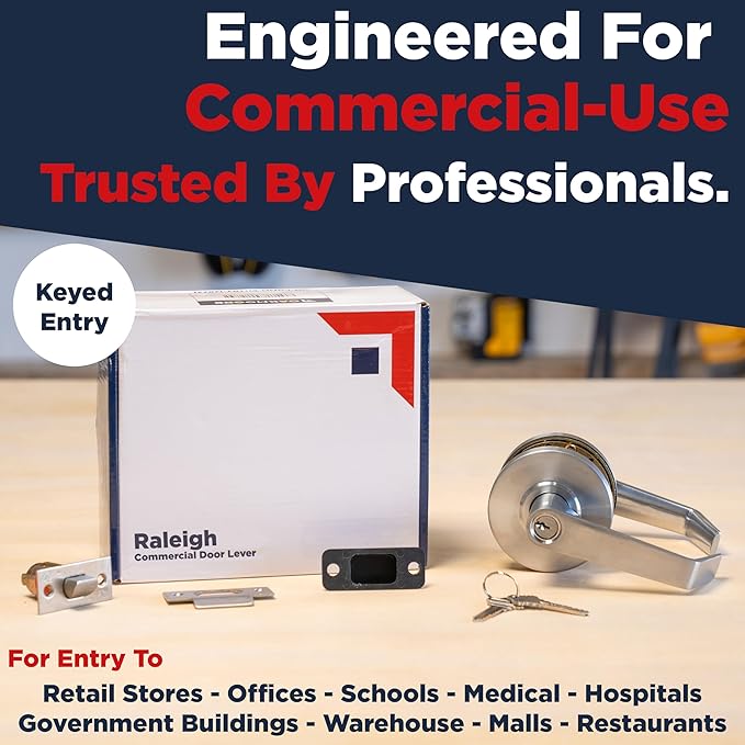 Commercial Entry Door Handle | Grade 2 Ultra Heavy Duty Lockset with Keys | Offices, Stores, Industrial | UL CUL & ADA | Satin Nickel | ANSI A156.2 | Durable Knob for High-Traffic Areas