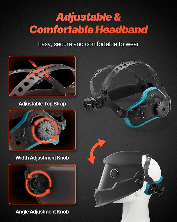 VEVOR Welding Helmet Auto Darkening, 3.94" x 3.15" True Color Welding Hood, Solar-Powered Welder Mask 4 Arc Sensors, Wide Shade 4/5-9/9-13 for TIG MIG Weld Cutting Grinding Application - METIS Series