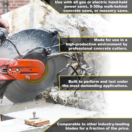 Cougar HD 14 Inch Concrete Diamond Blade, Supreme Heavy-Duty Segmented Blade, Dry/Wet Combo Cutting Reinforced Concrete, Asphalt, Stone 1"-20mm Arbor