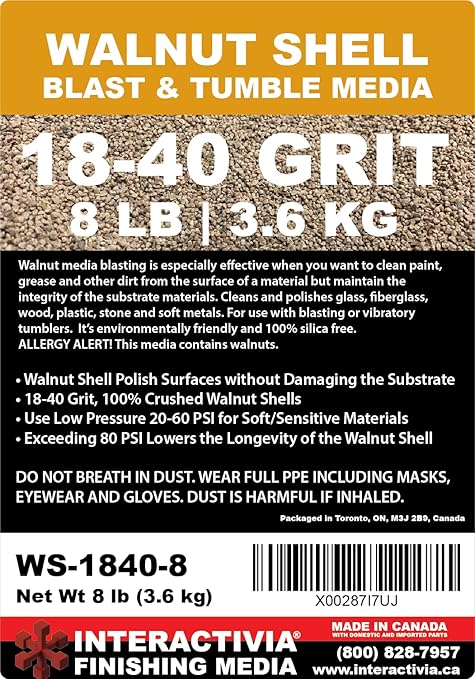 8 lbs or 3.6 kg Ground Walnut Shell Media 18-40 Grit - Fine Walnut Shells for Tumbling, Vibratory Or Blasting
