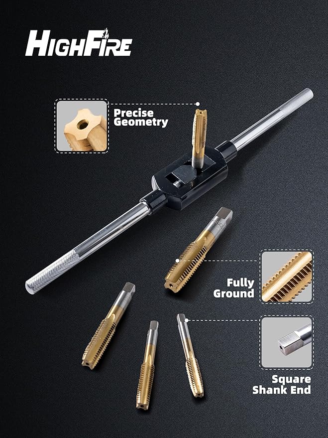 HIGHFIRE 60pcs SAE & Metric Tap and Die Set with Storage Case, Essential Threading Tool for Cutting External Internal Threads and Repair Damaged Threads
