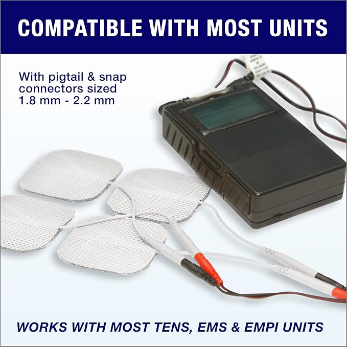 Syrtenty TENS Unit Pads 2"X2" 44 Pcs, 3rd Gen Reusable Latex-Free Replacement Pads Electrode Pads with Upgraded Sticky Electrode Pads Gel and Non-Irritating Design for Muscle Stimulator Electrotherapy