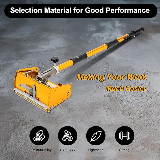 Drywall Flat Finishing Box Tool, Aluminum Drywall Taping Flat Finishing Polishing Tool with Adjustable Rod 2.95ft to 4.92ft for Plasterboard Wallboard Sheetrock Finishing