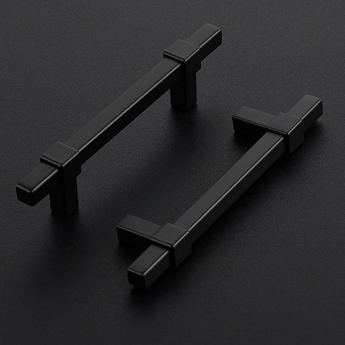 30 Pack Black Cabinet Handles - 3-3/4" Hole Center Cabinet Pulls Matte Black Drawer Pulls Cabinet Hardware Kitchen Handles for Cabinets