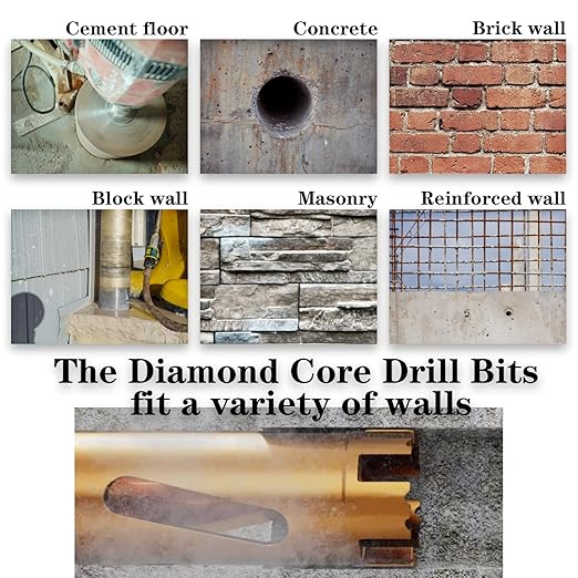 4" Dry Core Drill Bits for Cured Concrete with Rebar Brick Blonck Masonry etc 12.2in/310mm Drilling Depth竊?0mm Diamond Segment Height竊? Adapters