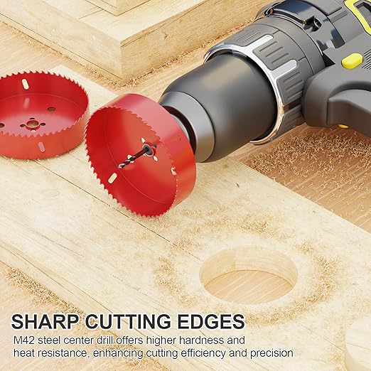 4-1/4" (108mm) Bi-Metal M42 High Speed Steel Hole Saw with Pilot Drill Bit, Smooth Cutting Edge for PVC, Drywall, Wood, Plastic, Gypsum Board, Rubber, Thin Metal