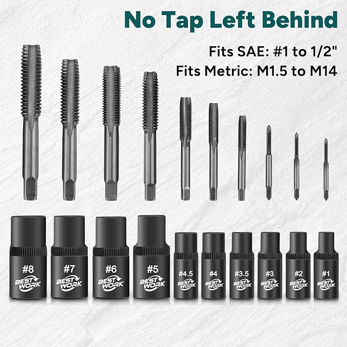 12pcs Magnetic Tap Socket Set, 1/4", 3/8" Square Tap Socket Adapter