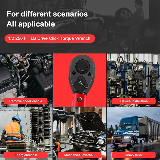 ATsafepro 1/2 Torque Wrench,1/2 Torque Wrench 30-250 Ft Lb(40.7-339.0 Nm) Dual scale,torque wrench 1/2 drive 250 ft-lb Pre-Calibrated Accuracy+-3% - Ideal for Automotive & Heavy Machinery Use