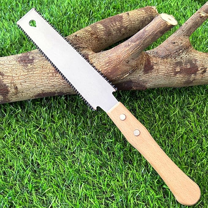 12.2 Inch Double Edged Hand Saw,Japanese Style Hand Saw,Detachable & Flexible Flush Cut Saw for Fine and Coarse Cutting Woodworking (Wooden Handle)