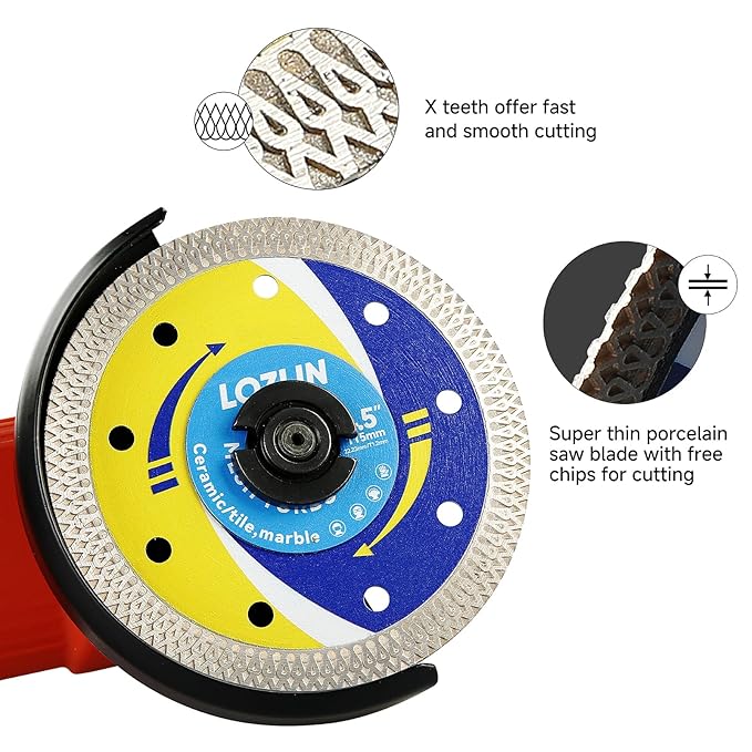 3-Pack 4.5" Diamond Multi-Purpose Saw Blades - Heavy Duty Angle Grinder Discs for Cutting Marble/Quartz/Stone/Tile/Metal/Plastic (Blue Rippled, 3)