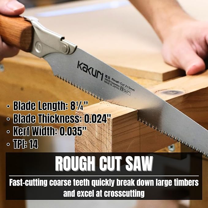 KAKURI Japanese Hand Saw Set - Compact Pull Saw [Rough Cut 8.2", Hardwood 8.2", Pruning 8.2", Bamboo Cutting 8.2"] - Red Oak Handle with Oil Finish, Canvas Carrying Case - Made in Japan
