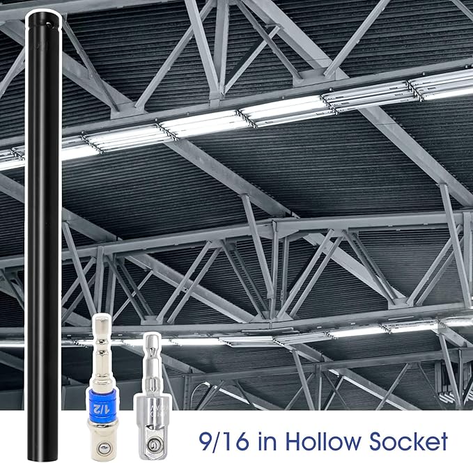2 Pcs 9/16"(14mm) Power Nut Driver 8'' and 12'' Length, Nut Runner Hollow Socket with 1/4" Hex Shank and 360째 Rotatable 1/4" Hex Shank, Fit Long Bolts and Ductwork