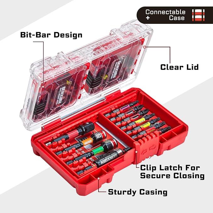 113Pcs Impact Screwdriver Bits Set, Magnetic S2 Steel 1??2?쒺hillips/Square/Torx/Slotted/Security Torx/Hex Bits Tips,Impact Bit Holder and Nut Driver and Socket Adapter with Storage Box Case