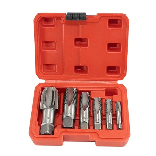HFS(R) 6-piece NPT pipe tap set Machine Screw Metric Tap and Die Bit Set竊똲izes includes 1", 3/4", 1/2", 3/8", 1/4", and 1/8"