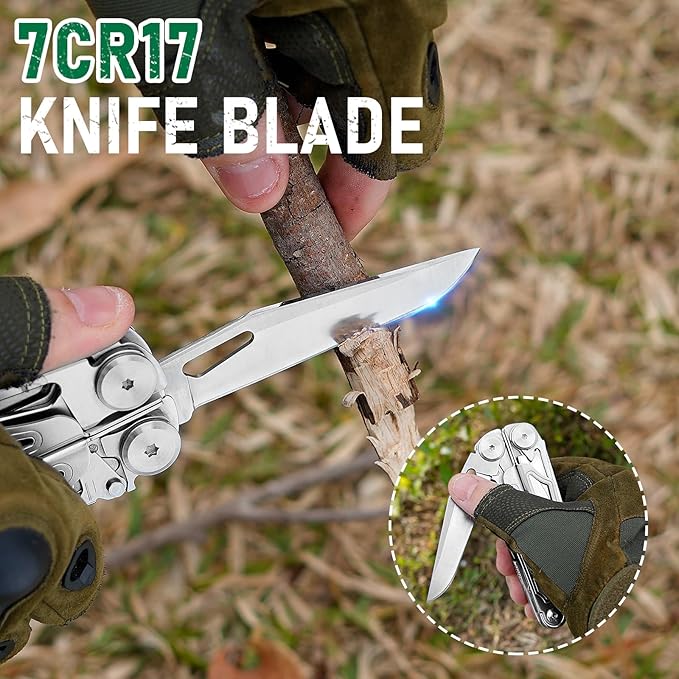 BIBURY Multitool Pliers Pro BI2045, Foldable Multitools with Replaceable Wire Cutters and Saw, Stainless Steel Multi Tool w/Upgraded Scissors and Screwdriver Set, Ideal for Camping, Hiking, Survival