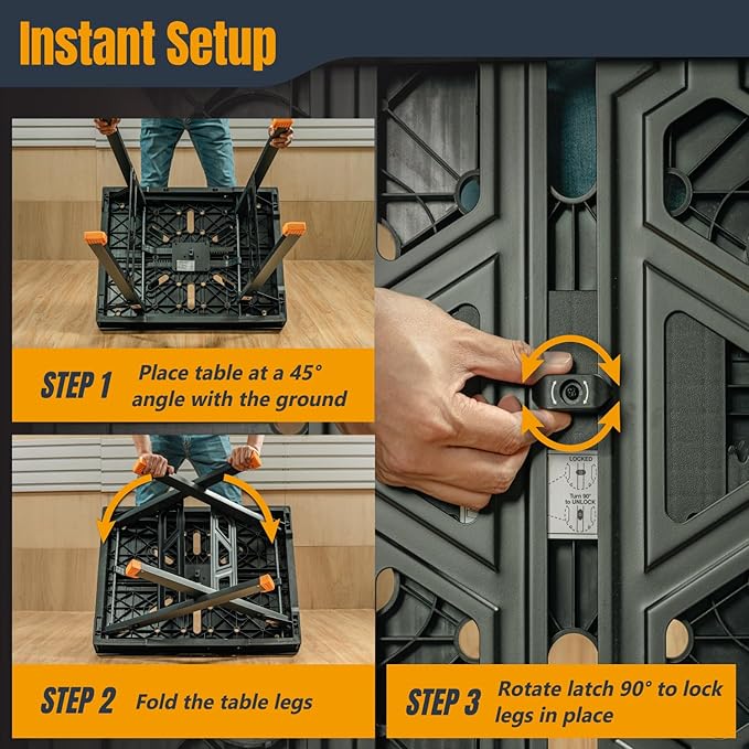 POWERTEC Portable Folding Worktable ??Heavy-Duty Workbench with 33.5" x 24" Surface, 1650 lbs Load Capacity ??Compact, Foldable Table for Woodworking, DIY, Garage & Jobsite Use (UT1014)