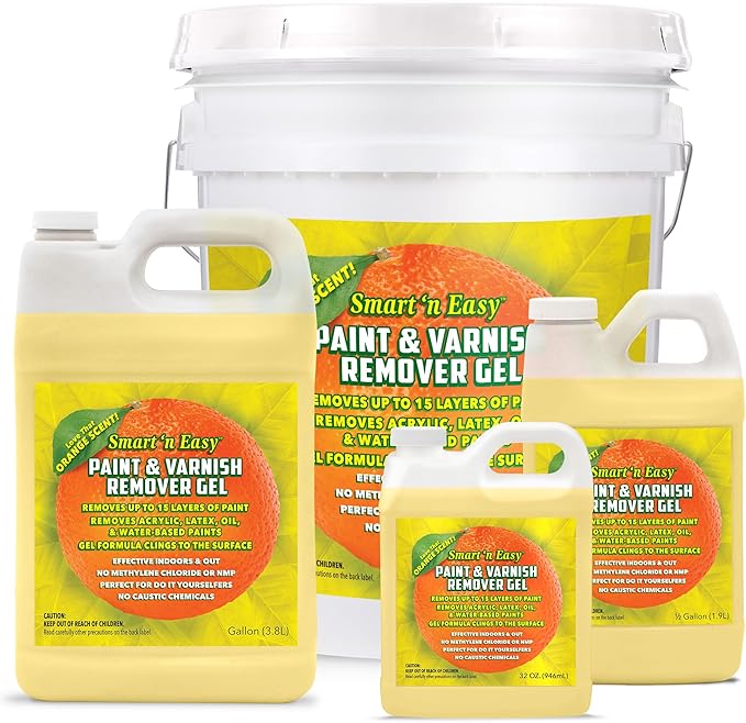 Smart 'n Easy Paint & Varnish Remover Gel - Do It Yourself Friendly Paint Remover - Strips Multiple Layers of Acrylic, Latex, Oil & Water-Based Paints & Varnishes - 32oz